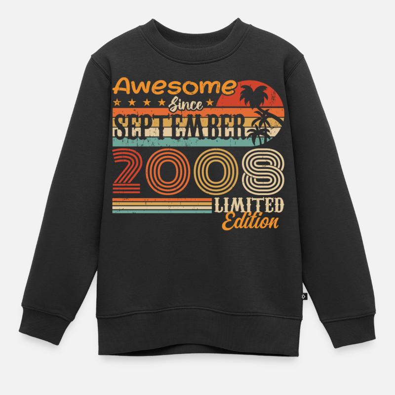 2008 September Vintage Geburtstagsgeschenk 2008 - Kinder Premium Organic Sweatshirt - Schwarz