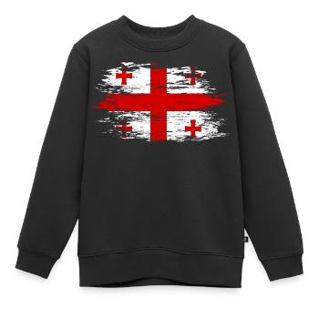 Georgien Flagge used - Kinder Premium Organic Sweatshirt - Schwarz - Vorne - AI Model Kid Female (0cm)