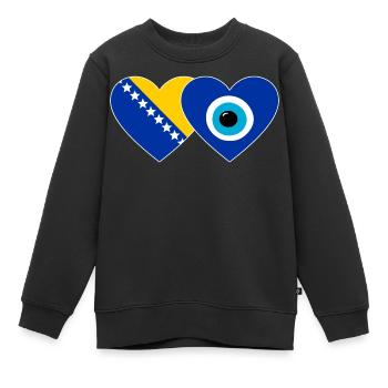 Bosnien Nazarperle Flagge - Kinder Premium Organic Sweatshirt - Schwarz - Vorne - AI Model Kid Female (0cm)