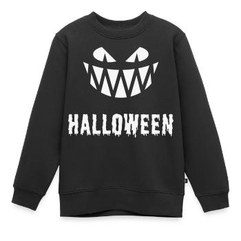 Halloween Fratze & Schriftzug (Smile / Zähne / W) - Kinder Premium Organic Sweatshirt - Schwarz - Vorne - AI Model Kid Female (0cm)