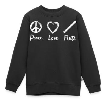 Peace Love Flute - Kinder Premium Organic Sweatshirt - Schwarz - Vorne - AI Model Kid Female (0cm)
