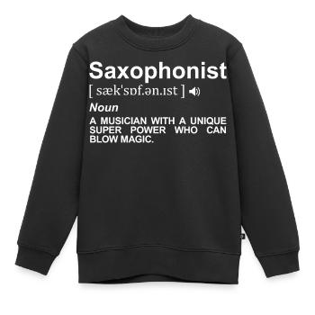 Saxophonist Wörterbuch - Kinder Premium Organic Sweatshirt - Schwarz - Vorne - AI Model Kid Female (0cm)
