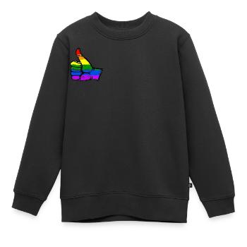 Regenbogenfarbe Flagge Hand alles klar Symbol used - Kinder Premium Organic Sweatshirt - Schwarz - Vorne - AI Model Kid Female (0cm)