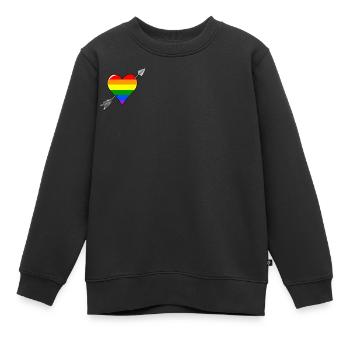 Coeur et flèche amour drapeau arc-en-ciel - Sweat Premium enfant bio - noir - Devant - AI Model Kid Female (0cm)