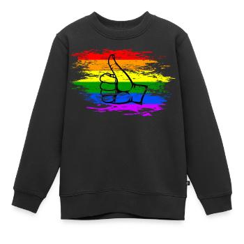 Regenbogen Flagge alles klar Symbol used - Kinder Premium Organic Sweatshirt - Schwarz - Vorne - AI Model Kid Female (0cm)