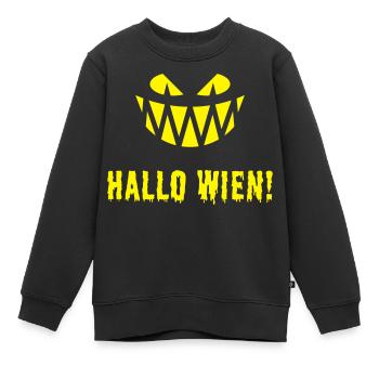 Hallo Wien! Fratze & Schriftzug (Halloween / Y) - Kinder Premium Organic Sweatshirt - Schwarz - Vorne - AI Model Kid Female (0cm)