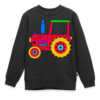 Roter Traktor für Jungen und Mädchen - Kinder Premium Organic Sweatshirt - Schwarz - Vorne - AI Model Kid Female (0cm)