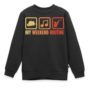 Saxophonist Wochenendroutine - Kinder Premium Organic Sweatshirt - Schwarz - Vorne - AI Model Kid Female (0cm)