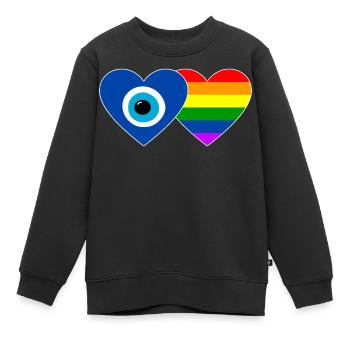 Nazar Bead Rainbow Flag - Kids Premium Organic Sweatshirt - black - Front - AI Model Kid Female (0cm)
