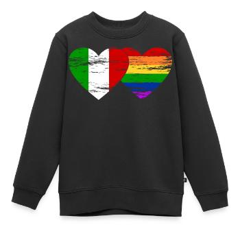 Drapeau arc-en-ciel de l’Italie utilisé - Sweat Premium enfant bio - noir - Devant - AI Model Kid Female (0cm)