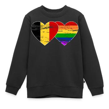 Drapeau arc-en-ciel de Belgique utilisé - Sweat Premium enfant bio - noir - Devant - AI Model Kid Female (0cm)
