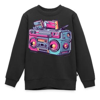Retro Radio Tape Cassette Vintage - Kids Premium Organic Sweatshirt - black - Front - AI Model Kid Female (0cm)