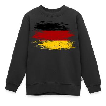 Deutschland Flagge used - Kinder Premium Organic Sweatshirt - Schwarz - Vorne - AI Model Kid Female (0cm)