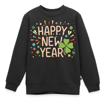 Neujahrsfreude mit Shamrock - Kinder Premium Organic Sweatshirt - Schwarz - Vorne - AI Model Kid Female (0cm)