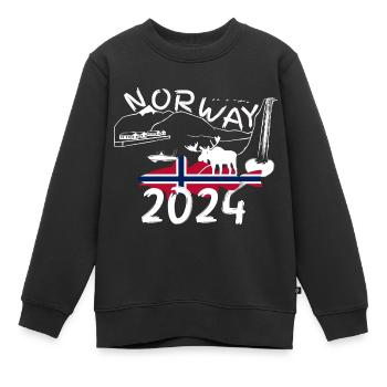 Norway 2024 Cod with Mountains and Moose Fishing - Kids Premium Organic Sweatshirt - black - Front - AI Model Kid Female (0cm)