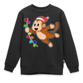 Affe Weihnachten Liane - Kinder Premium Organic Sweatshirt - Schwarz - Vorne - AI Model Kid Female (0cm)
