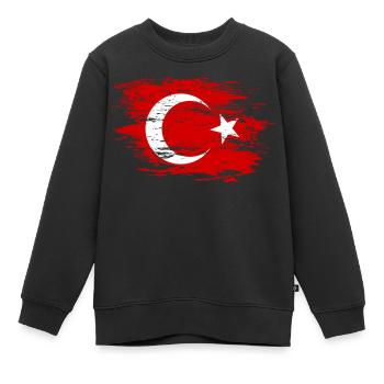 Türkei Flagge used - Kinder Premium Organic Sweatshirt - Schwarz - Vorne - AI Model Kid Female (0cm)