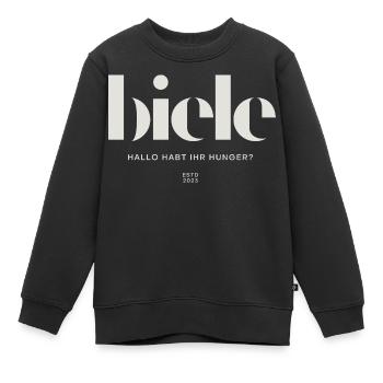 Biele Hallo habt ihr Hunger? - Kinder Premium Organic Sweatshirt - Schwarz - Vorne - AI Model Kid Female (0cm)