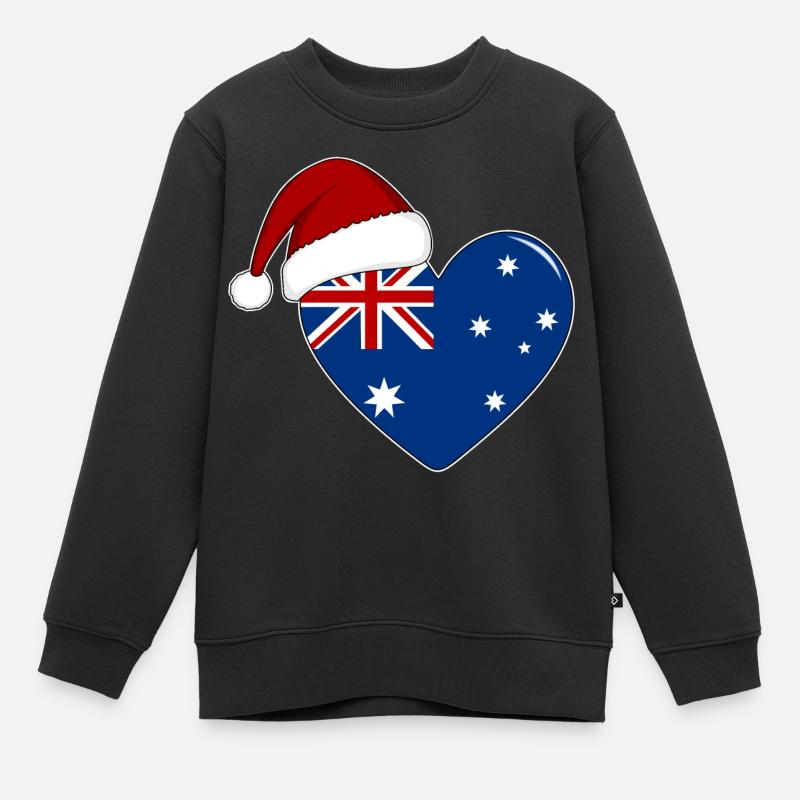 Drapeau Australie coeur de Noël - Sweat Premium enfant bio - noir