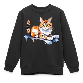 Katze im Schnee - Kinder Premium Organic Sweatshirt - Schwarz - Vorne - AI Model Kid Female (0cm)