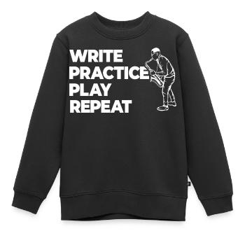 Writing, practicing, playing, repeating - Kids Premium Organic Sweatshirt - black - Front - AI Model Kid Female (0cm)
