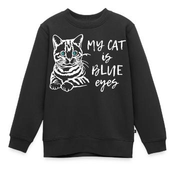 Mon chat a les yeux bleus - Sweat Premium enfant bio - noir - Devant - AI Model Kid Female (0cm)