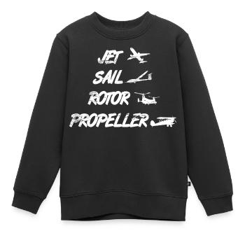 Buses d'avion à hélice à rotor de voile - Sweat Premium enfant bio - noir - Devant - AI Model Kid Female (0cm)