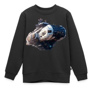 Vaisseau Spatial cyberpunk - Sweat Premium enfant bio - noir - Devant - AI Model Kid Female (0cm)