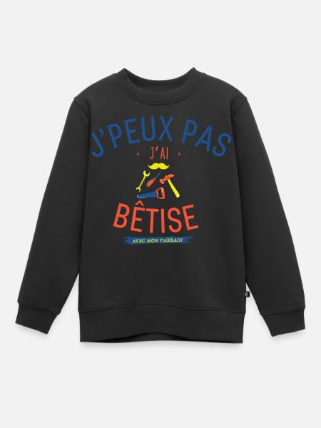 J peux pas j ai bêtise avec mon parrain - Sweat Premium enfant bio - noir