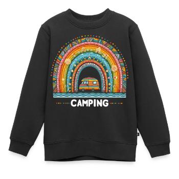 Rainbow Camping Tentes Holiday Time Out Caravane - Sweat Premium enfant bio - noir - Devant - AI Model Kid Female (0cm)