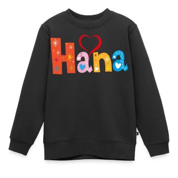 Personalisierter Hana-Name - Kinder Premium Organic Sweatshirt - Schwarz - Vorne - AI Model Kid Female (0cm)