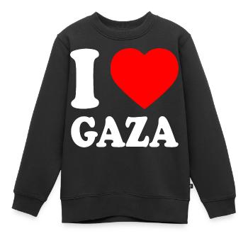 I love gaza - Kinder Premium Organic Sweatshirt - Schwarz - Vorne - AI Model Kid Female (0cm)