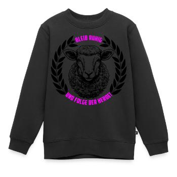 Schaf bleib ruhig und folge der Herde - Kinder Premium Organic Sweatshirt - Schwarz - Vorne - AI Model Kid Female (0cm)
