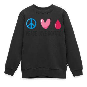 Paix, Amour, Donner du sang - Sweat Premium enfant bio - noir - Devant - AI Model Kid Female (0cm)
