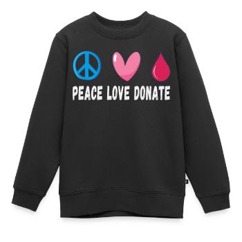Paix, Amour, Donner du sang - Sweat Premium enfant bio - noir - Devant - AI Model Kid Female (0cm)
