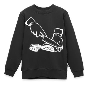 Croquis de découpe de viande - Sweat Premium enfant bio - noir - Devant - AI Model Kid Female (0cm)