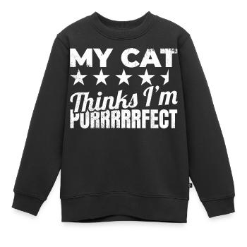 Mon chat me trouve ronronnant - Sweat Premium enfant bio - noir - Devant - AI Model Kid Female (0cm)