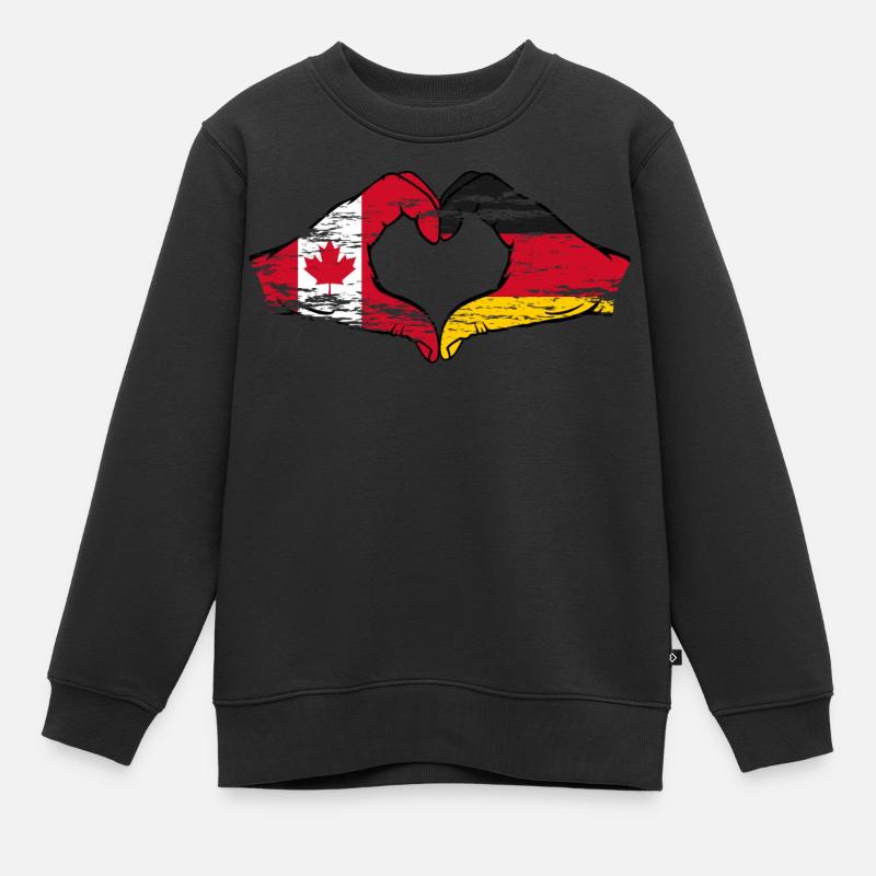Kanada Deutschland Herzform mit Hände used - Kinder Premium Organic Sweatshirt - Schwarz