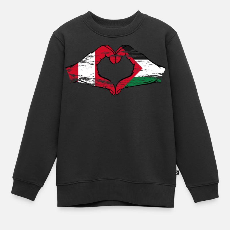 Pérou Palestine forme de coeur avec les mains utilisées - Sweat Premium enfant bio - noir