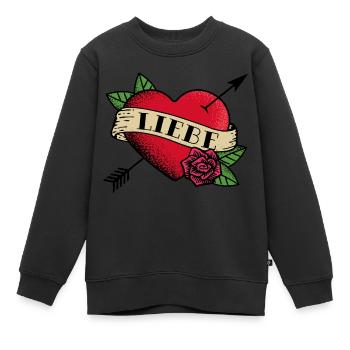 Herz Tattoo Liebe - Kinder Premium Organic Sweatshirt - Schwarz - Vorne - AI Model Kid Female (0cm)