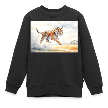 Tiger en action - Sweat Premium enfant bio - noir - Devant - AI Model Kid Female (0cm)