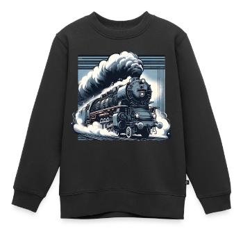 La puissance de la vapeur - Graphique d’une locomotive à vapeur - Sweat Premium enfant bio - noir - Devant - AI Model Kid Female (0cm)
