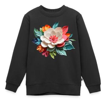 Joie de la fleur - Sweat Premium enfant bio - noir - Devant - AI Model Kid Female (0cm)