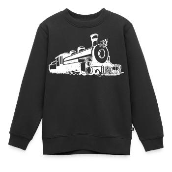 Dampflokomotive Skizze - Kinder Premium Organic Sweatshirt - Schwarz - Vorne - AI Model Kid Female (0cm)