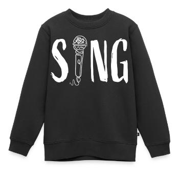 « Chanter » avec Microphone - Chanteur Chanteur Chanteur - Sweat Premium enfant bio - noir - Devant - AI Model Kid Female (0cm)