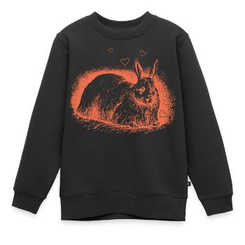 Lapin rétro avec coeurs lapin de Pâques - Sweat Premium enfant bio - noir - Devant - AI Model Kid Female (0cm)