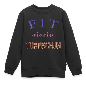 Fit wie ein Turnschuh --Fitness - Trainig - Gym - Kinder Premium Organic Sweatshirt - Schwarz - Vorne - AI Model Kid Female (0cm)