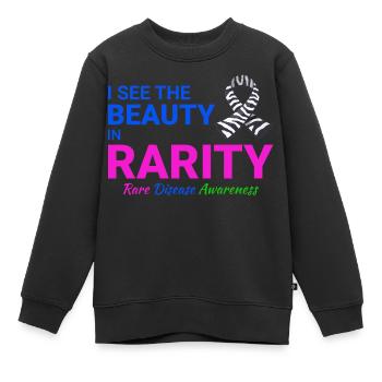 Schönheit in der Seltenheit Bewusstsein für seltene Krankheiten - Kinder Premium Organic Sweatshirt - Schwarz - Vorne - AI Model Kid Female (0cm)