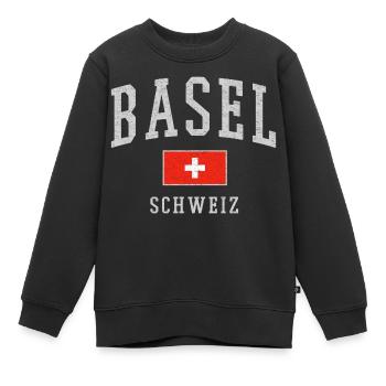 Bâle - Sweat Premium enfant bio - noir - Devant - AI Model Kid Female (0cm)