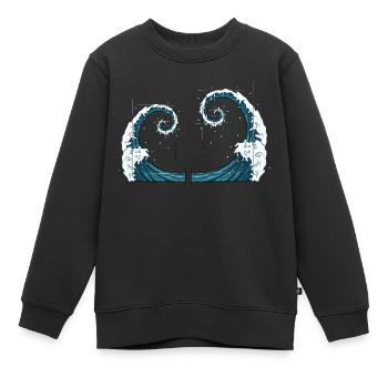 Perfekter Schnitt Fibonacci Surfer Herz Welle - Kinder Premium Organic Sweatshirt - Schwarz - Vorne - AI Model Kid Female (0cm)
